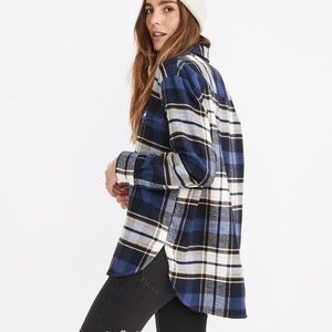 Madewell Flannel Oversized Ex-Boyfriend Shirt in Coltrane Plaid Size Large. SOFT